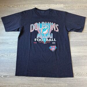 Vintage 90s Miami Dolphins NFL T-Shirt Black Striped XL Football